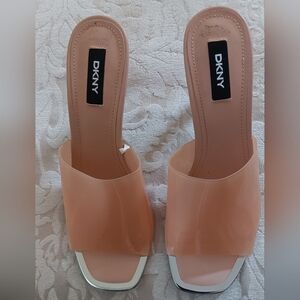 DNKY Clear Beige Mules -- size 8.5